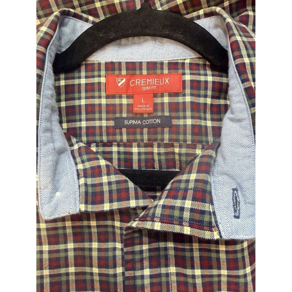 Cremieux Button Down Slim Fit Large Multi Plaid Supima Cotton Casual - Picture 5 of 8